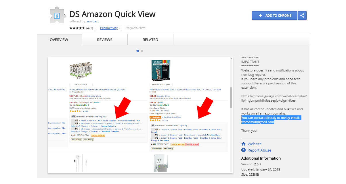 ds amazon quick view chrome extension