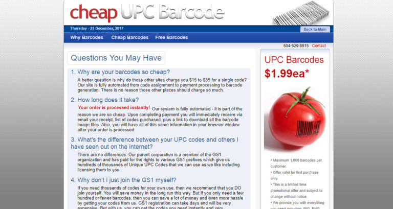 Cheap UPC Barcode